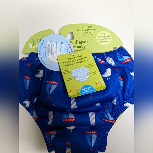 I Play by Green Sprouts Swimsuit Diaper 6 Months (10-18lbs) Reusable Absorbent - Picture 5 of 8